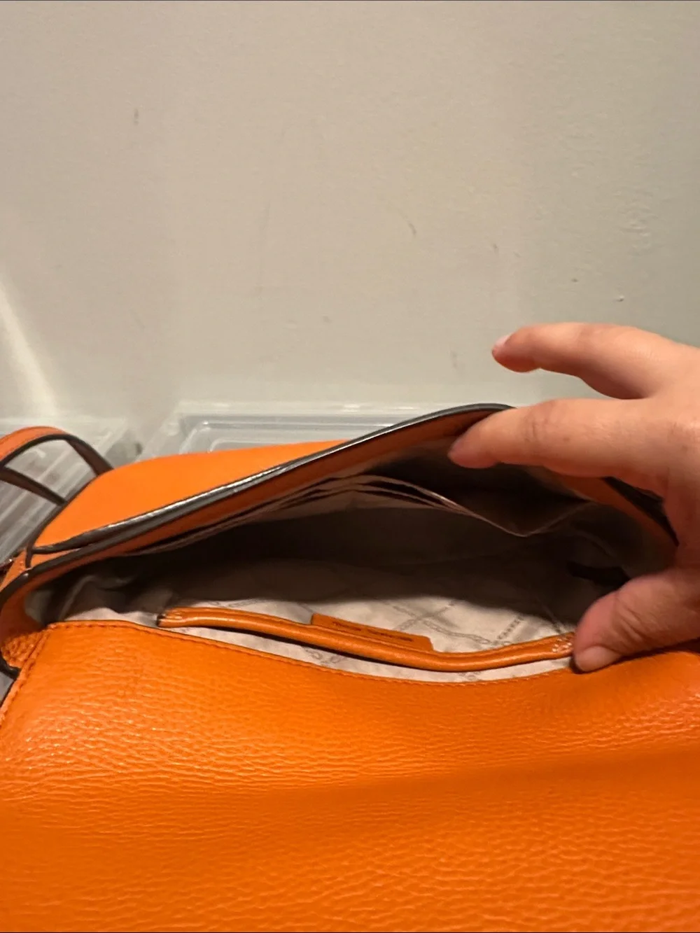 Michael Kors Orange Pebbled Leather Messenger Crossbody